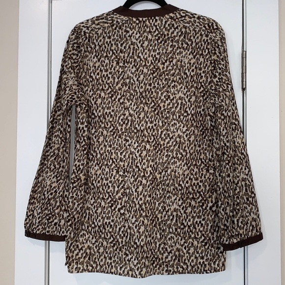 NWOT Michael Kors Cotton Leopard Print Tunic Top L - Picture 2 of 7